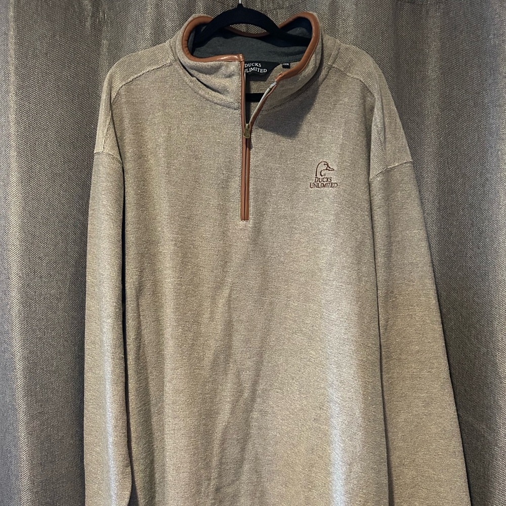 Ducks Unlimited Pullover Fleece Sweatshirt Quarter Zip Embroidered Logo XXXL